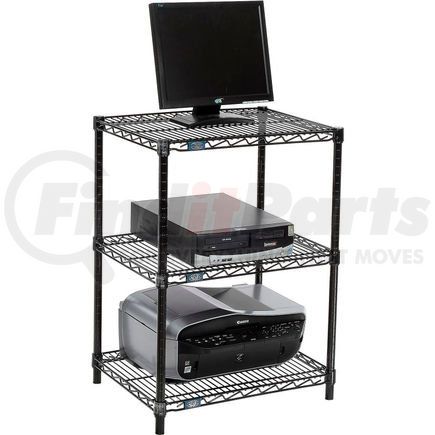 500597BK by GLOBAL INDUSTRIAL - Nexel&#153; 3-Shelf Black Wire Shelf Printer Stand, 24"W x 18"D x 34"H