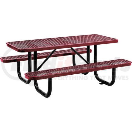 277152RD by GLOBAL INDUSTRIAL - Global Industrial&#153; 6 ft. Rectangular Outdoor Steel Picnic Table, Expanded Metal, Red