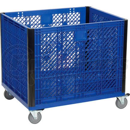603087C by GLOBAL INDUSTRIAL - Global Industrial&#153; Easy Assembly Vented Wall Bulk Container - Casters 39-1/4 x 31-1/2 x 29 Blue