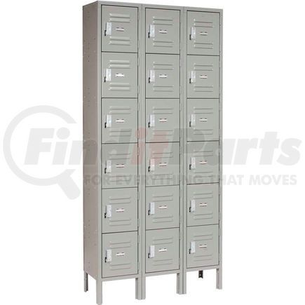 652155GY by GLOBAL INDUSTRIAL - Global Industrial&#153; Paramount&#174; Six Tier 18 Door Locker, 12"Wx12"Dx12"H, Gray, Assembled