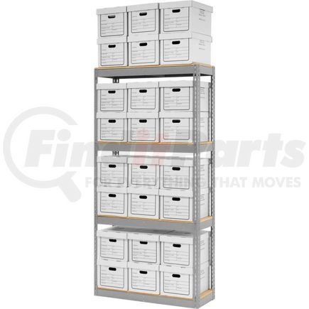 130111 by GLOBAL INDUSTRIAL - Global Industrial&#8482; Record Storage Open With Boxes 42"W x 15"D x 84"H - Gray