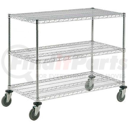 188692 by GLOBAL INDUSTRIAL - Nexel&#174; Adjustable Chrome Wire Shelf Cart 48x24 3 Shelves 800 Lb. Capacity