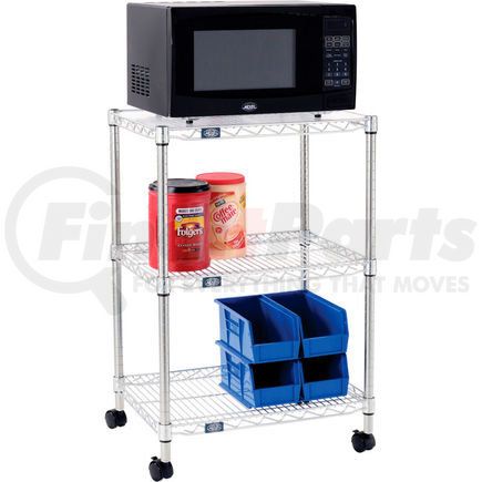 806449 by GLOBAL INDUSTRIAL - Nexel&#174; Poly-Z-Brite&#174; 3 Tier, Single Station Wire Microwave Cart, 24"L x 18"W x 36"H