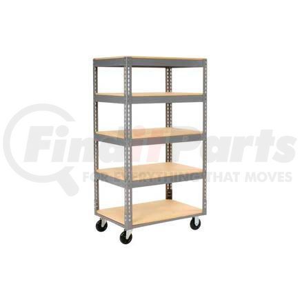 983115 by GLOBAL INDUSTRIAL - Global Industrial&#153; Easy Adjust Boltless 5 Shelf Truck 60x24, Wood Shelves, Polyurethane Casters