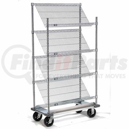 504111 by GLOBAL INDUSTRIAL - Slant Wire Shelving Truck - 4 Shelves With Dolly Base - 48"W x 24"D x 70"H