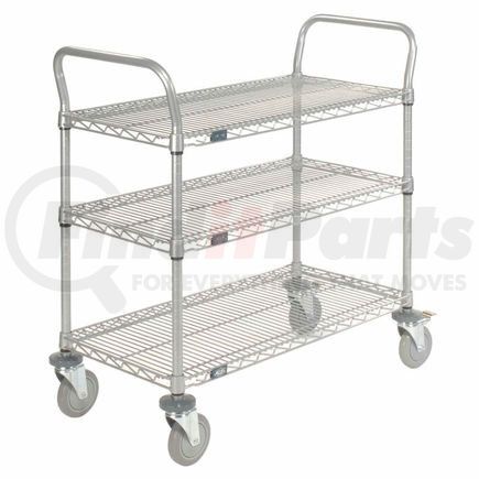 168212B by GLOBAL INDUSTRIAL - Nexel&#174; Utility Cart, 3 Shelf, Nexelate&#174; , 48"L x 24"W x 39"H, Polyurethane Brake Casters