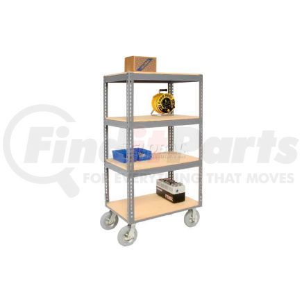 585418 by GLOBAL INDUSTRIAL - Global Industrial&#153; Easy Adjust Boltless 4 Shelf Truck 36x24 W/ Wood Shelves, Pneumatic Casters