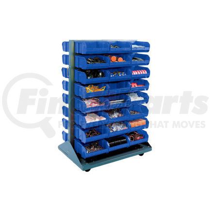 550182BL by GLOBAL INDUSTRIAL - Global Industrial&#153; Mobile Double Sided Floor Rack - 24 Blue Stacking Bins 36 x 54