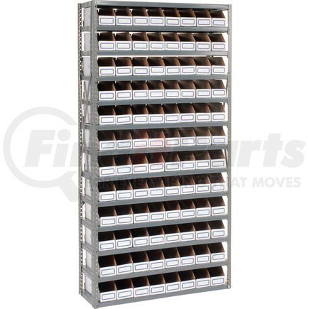 235002 by GLOBAL INDUSTRIAL - Global Industrial&#153; Steel Open Shelving with 96 Corrugated Shelf Bins 13 Shelves - 36x12x73