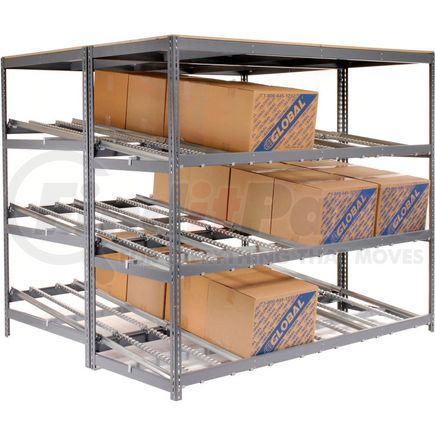 235397 by GLOBAL INDUSTRIAL - Global Industrial&#8482; Carton Flow Shelving Double Depth 3 LEVEL 96"W x 96"D x 84"H