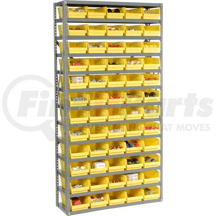 603440YL by GLOBAL INDUSTRIAL - Global Industrial&#153; Steel Shelving with 60 4"H Plastic Shelf Bins Yellow, 36x12x72-13 Shelves