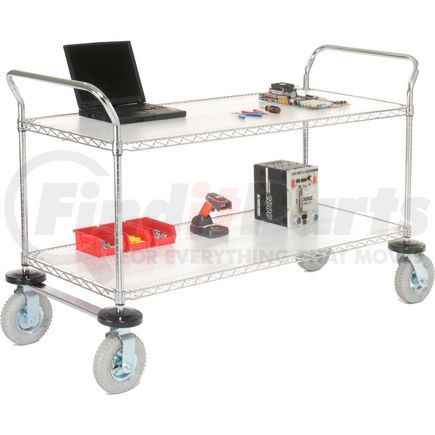 188784 by GLOBAL INDUSTRIAL - Nexel&#174; Chrome Wire Shelf Instrument Cart 60x24 2 Shelves 1200 Lb. Capacity