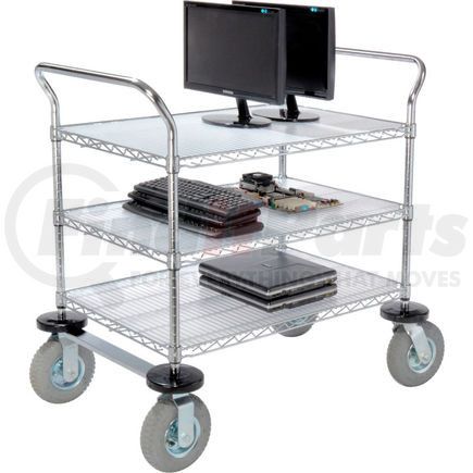 188786 by GLOBAL INDUSTRIAL - Nexel&#174; Chrome Wire Shelf Instrument Cart 36x24 3 Shelves 1200 Lb. Capacity