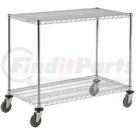 188679 by GLOBAL INDUSTRIAL - Nexel&#174; Adjustable Chrome Wire Shelf Cart 36x18 2 Shelves 800 Lb. Capacity