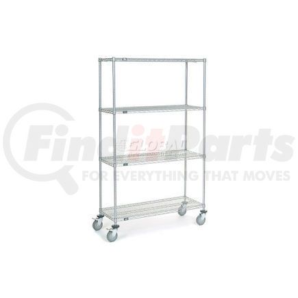 168223B by GLOBAL INDUSTRIAL - Nexel&#174; Chrome Wire Shelf Truck 48x18x80 1200 Pound Capacity with Brakes