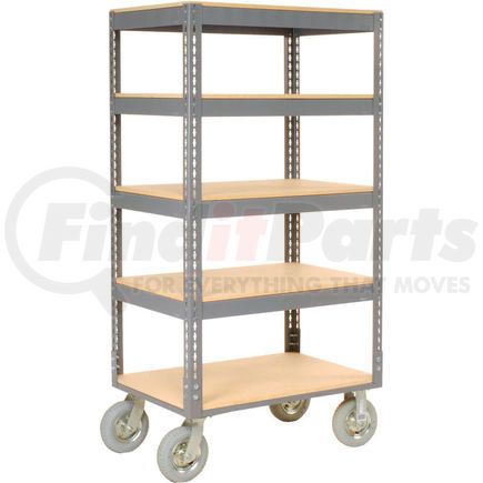 585421 by GLOBAL INDUSTRIAL - Global Industrial&#153; Easy Adjust Boltless 5 Shelf Truck 36x24 W/ Wood Shelves, Pneumatic Casters