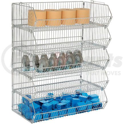 339016 by GLOBAL INDUSTRIAL - Global Industrial&#153; Modular Wire Stacking Bin Basket Rack, 36"W x 20"D x 45"H, 5 Wire Bins