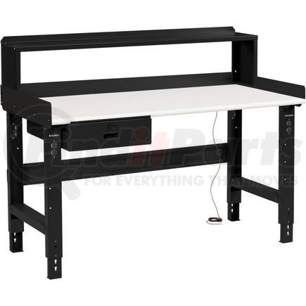 250227BBK by GLOBAL INDUSTRIAL - Global Industrial&#153; 72 x 36 Adj Height Workbench w/Drawer&Riser, Black- ESD Safety Edge Top