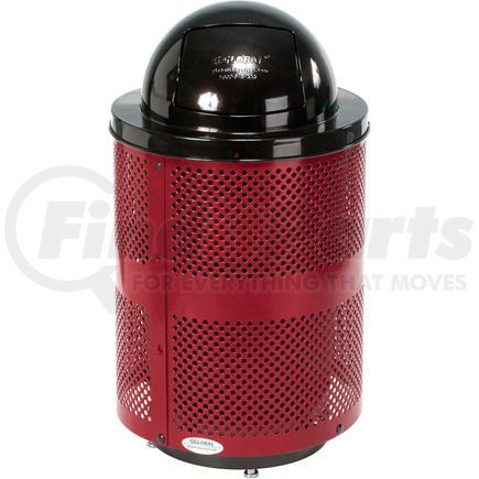 261949RDD by GLOBAL INDUSTRIAL - Global Industrial&#153; Outdoor Perforated Steel Trash Can With Dome Lid & Base, 36 Gallon, Red