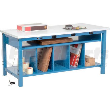 412473B by GLOBAL INDUSTRIAL - Electric Packing Workbench ESD Square Edge - 72 x 36 with Lower Shelf Kit