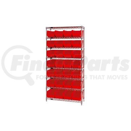 268928RD by GLOBAL INDUSTRIAL - Chrome Wire Shelving With 28 Giant Plastic Stacking Bins Red, 36x14x74