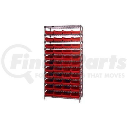 268978RD by GLOBAL INDUSTRIAL - Global Industrial&#153; Chrome Wire Shelving with 44 4"H Plastic Shelf Bins Red, 36x24x74