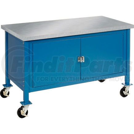 249214BL by GLOBAL INDUSTRIAL - Global Industrial&#153; 72 x 30 Mobile Workbench - Security Cabinet, Stainless Steel Square Edge BL