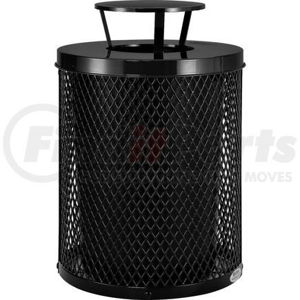 261926BK by GLOBAL INDUSTRIAL - Global Industrial&#153; Outdoor Diamond Steel Trash Can With Rain Bonnet Lid, 36 Gallon, Black