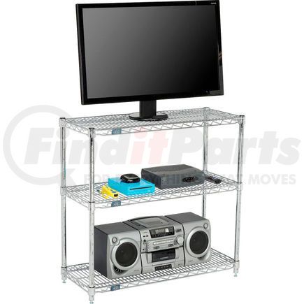 798797 by GLOBAL INDUSTRIAL - Nexel&#174; 36"W x 14"D x 34"H (3) Shelf Media Stand - Chrome