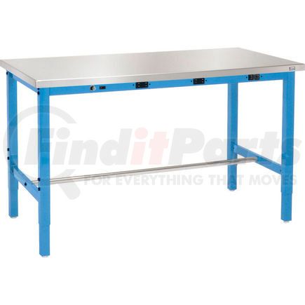 242262BBLA by GLOBAL INDUSTRIAL - Global Industrial&#153; 60 x 30 Adj. Height Workbench, Power Apron, Stainless Steel Square Edge Blue