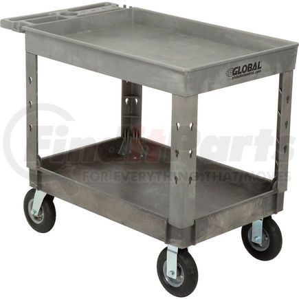 800328 by GLOBAL INDUSTRIAL - Global Industrial&#153; Tray Top Plastic Utility Cart, 2 Shelf, 44"Lx25-1/2"W, 8" Casters, Gray