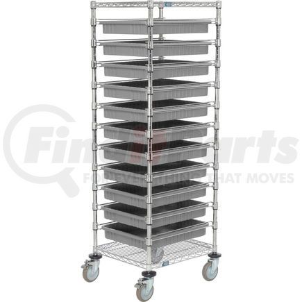 269029GY by GLOBAL INDUSTRIAL - Global Industrial&#153; 21X24X69 Chrome Wire Cart With 11 3"H Grid Containers Gray