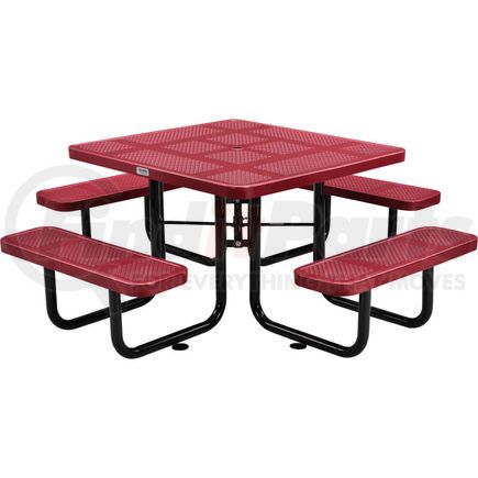 694551RD by GLOBAL INDUSTRIAL - Global Industrial&#153; 46" Square Outdoor Steel Picnic Table, Perforated Metal, Red
