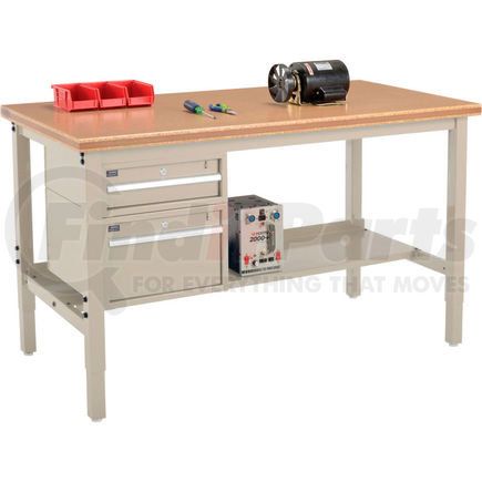 319234TN by GLOBAL INDUSTRIAL - Global Industrial&#153; 60 x 30 Production Workbench - Shop Top Safety Edge - Drawers & Shelf - Tan