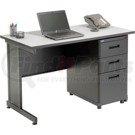 670078GY by GLOBAL INDUSTRIAL - Interion&#174; Office Desk with 3 Drawers - 48" x 24" - Gray