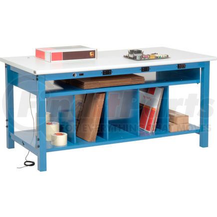 412474B by GLOBAL INDUSTRIAL - Electric Packing Workbench ESD Safety Edge - 60 x 36 with Lower Shelf Kit