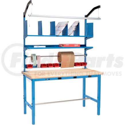 412458B by GLOBAL INDUSTRIAL - Electric Packing Workbench Maple Butcher Block Safety Edge - 60 x 36 with Riser Kit