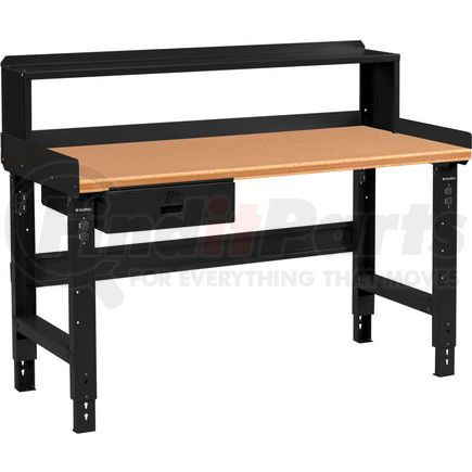 183986BBK by GLOBAL INDUSTRIAL - Global Industrial&#153; 72 x 36 Adj Height Workbench w/Drawer&Riser, Black- Shop Top Safety Edge Top