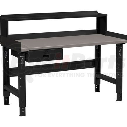 183155BBK by GLOBAL INDUSTRIAL - Global Industrial&#153; 72 x 36 Adj Height Workbench w/Drawer&Riser, Black- Steel Square Edge Top