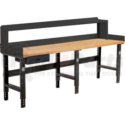 319085BBK by GLOBAL INDUSTRIAL - Global Industrial&#153; 96 x 30 Adj Height Workbench w/Drawer&Riser, Black- Maple Square Edge Top