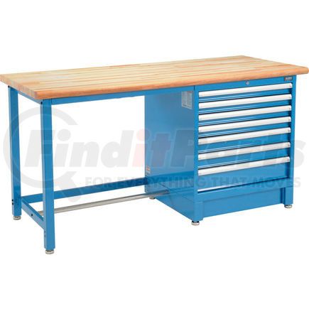 711169 by GLOBAL INDUSTRIAL - Global Industrial&#153; 72Wx30D Modular Workbench, 7 Drawers, Maple Butcher Block Safety Edge, Blue