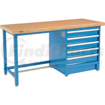 711161 by GLOBAL INDUSTRIAL - Global Industrial&#153; 72"W x 30"D Modular Workbench with 5 Drawers - Shop Top Safety Edge - Blue