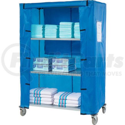 436932 by GLOBAL INDUSTRIAL - Nexel&#174; Galvanized Steel Linen Cart with Nylon Cover, 4 Shelves, 48"L x 24"W x 69"H