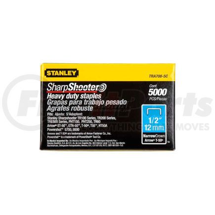 TRA708-5C by STANLEY - Stanley TRA708-5C Heavy-Duty Narrow Crown Staples 1/2", 5,000 Pack