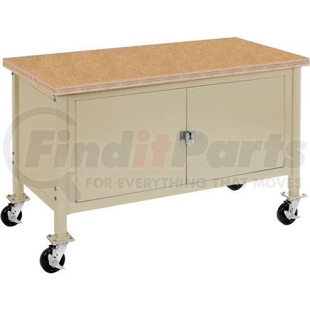 249222TN by GLOBAL INDUSTRIAL - Global Industrial&#153; 72"W x 30"D Mobile Workbench - Security Cabinet - Shop Top Safety Edge - Tan