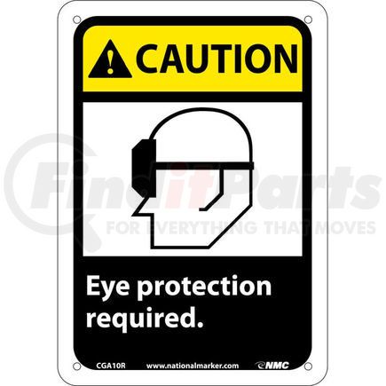 CGA10R by NATIONAL MARKER COMPANY - Graphic Signs - Caution Eye Protection Required - Plastic 7"W X 10"H