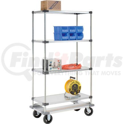 241997 by GLOBAL INDUSTRIAL - Nexel&#174; Galvanized Shelf Truck with Dolly Base 60x24x70 1600 Pound Capacity