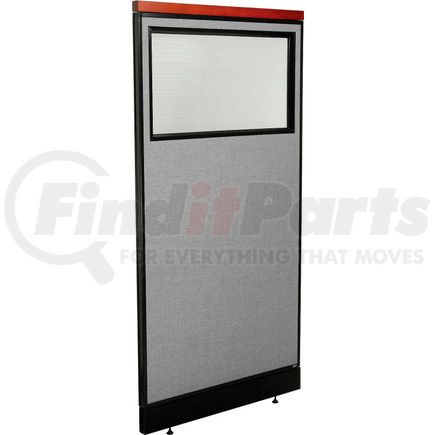 694735WPGY by GLOBAL INDUSTRIAL - Interion&#174; Deluxe Office Partition Panel w/Partial Window & Pass-Thru Cable 36-1/4Wx77-1/2H GRY
