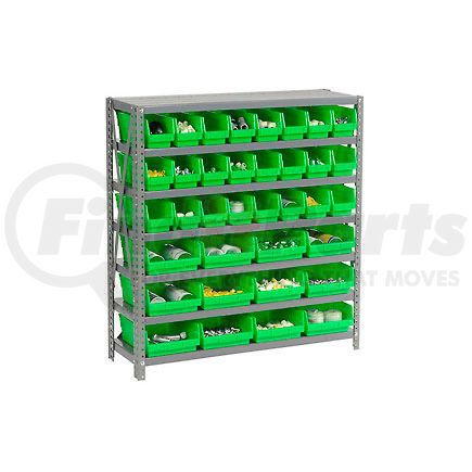 603436GN by GLOBAL INDUSTRIAL - Global Industrial&#153; Steel Shelving - Total 36 4"H Plastic Shelf Bins Green, 36x18x39-7 Shelves