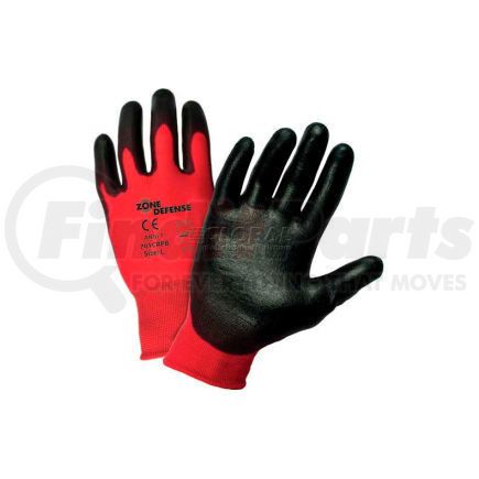 701CRPB/L by PIP INDUSTRIES - Zone Defense&#153; Red Nylon Shell Coated Gloves, Black Poly Palm Coat, Large